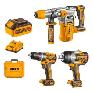 Kit Set Combo Llave Impacto Taladro Multifuncion Ingco 20v