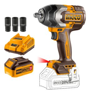 Llave De Impacto 850nm + Bateria 4ah Y Cargador Ingco Color Amarillo 50 Hz X 60 Hz