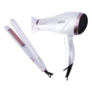 Planchita Alisador De Cabello + Secador Marvo Hcp-004