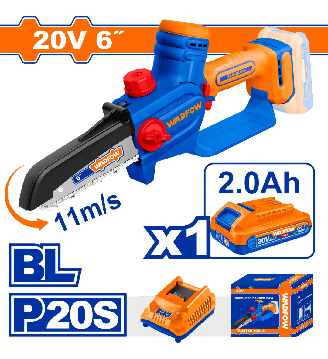 Mini Motosierra Wadofw A Bateria 20v 2ah Accesorios Wclp562 - Imagen 2