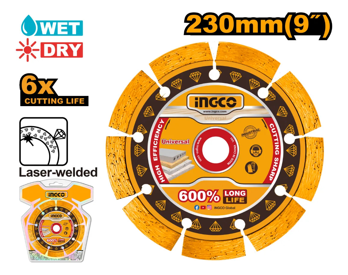 Disco Diamantado 9 P/corte Humedo Y Seco Ingco Dmd072301 - Imagen 2