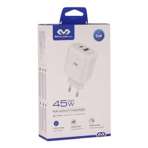 Cargador Miccell 45w Usb-c + Usb Cargador Dual Rápida