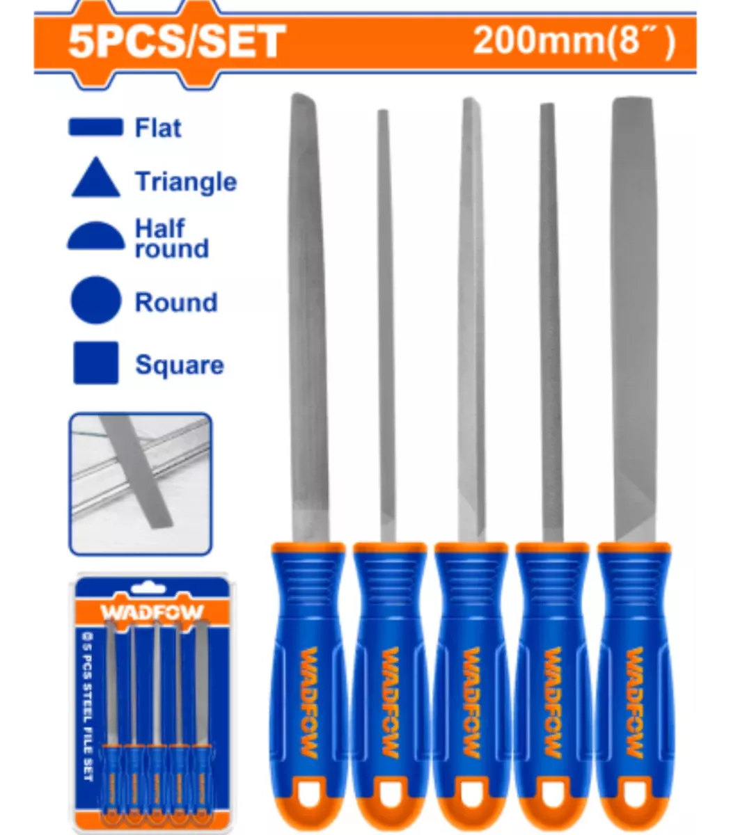 Set X 5 Limas Para Metal 8 Wadfow Wsf2405 - Imagen 2