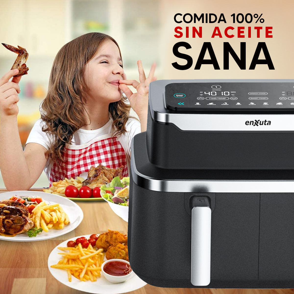 Freidora De Aire Enxuta Sdaenxfsa2222 Negra 9l 1300w Negro - Imagen 5