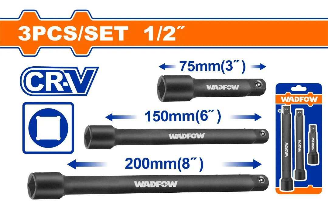 Set X 3 Barra De Extension Dado Impacto 1/2 Wadfow Wms7403 - Imagen 2