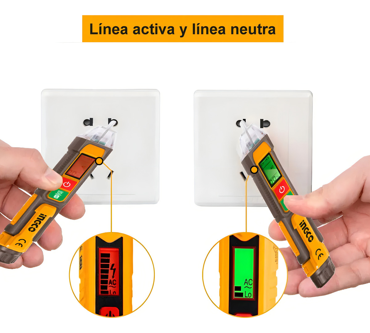 Buscapolo Detector De Voltaje Digital Ingco Alarma Sonora - Imagen 3