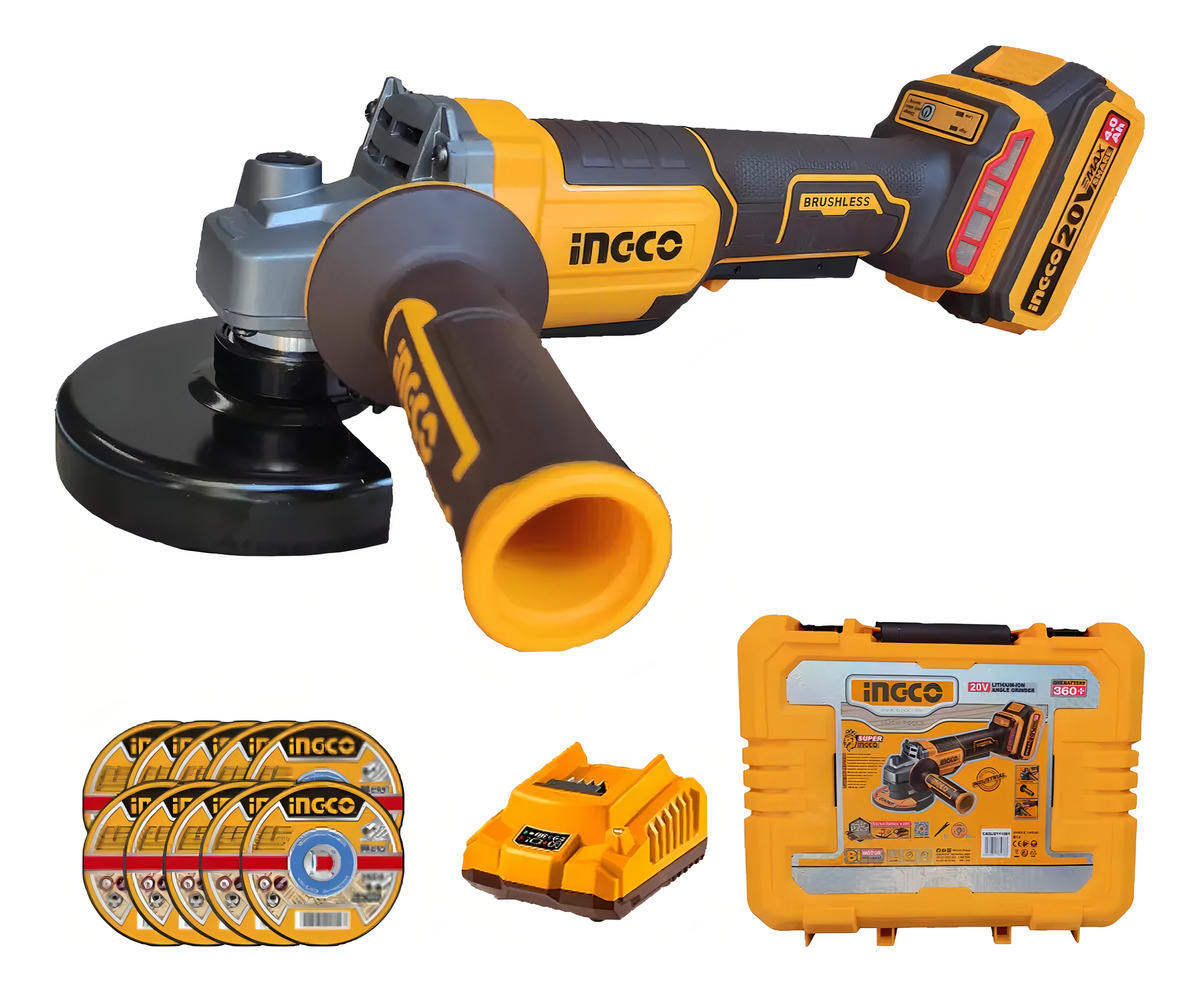 Amoladora Ingco 20v Con Bateria Y Accesorios Cagli2111561