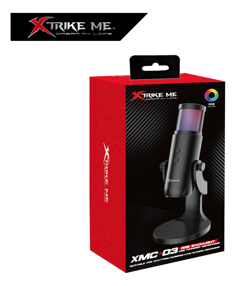 Microfono Usb Gamer Luz Rgb Omnidireccional Xtrike Me Xmc-03 Color Negro - Imagen 4