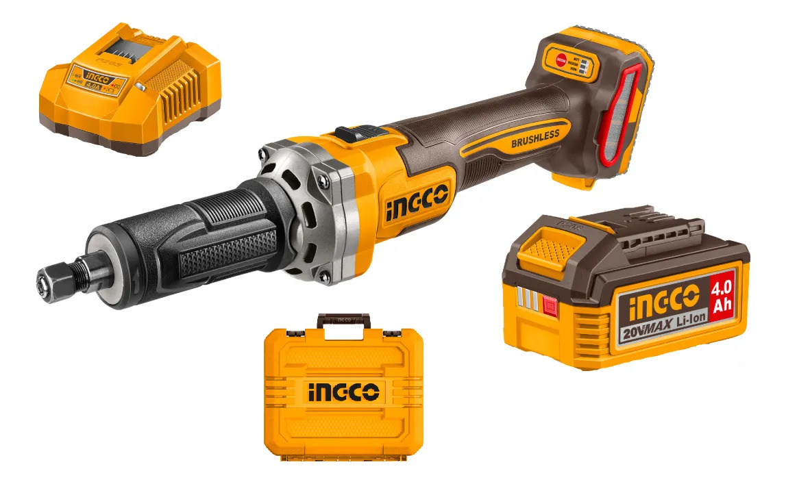 Amoladora Recta 20v Puntas 2 Bat 4.0ah Ingco Cdgli20012