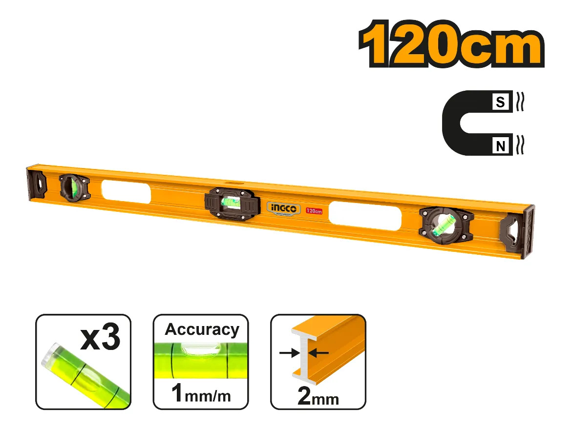 Nivel 3 Burbujas 120cm Imantado Ingco Hsl28120 - Imagen 2